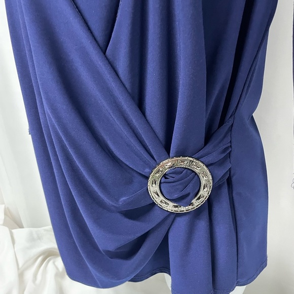 Jason Maxwell Wrap Blouse Cobalt Blue 3/4 sleeves L - Picture 6 of 9